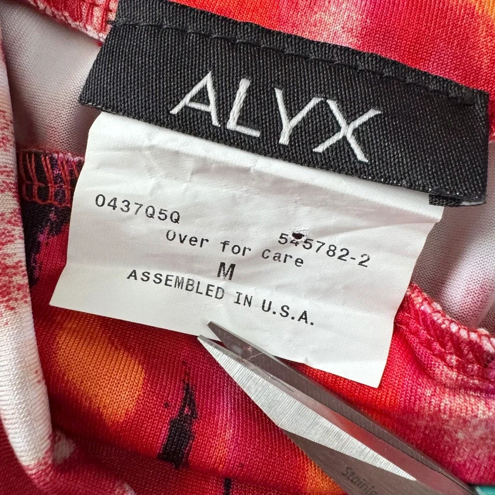 VTG ALYX Ikat Geometric Print Maxi Skirt Womens Red Pink Sz Medium Y2K USA‎ made